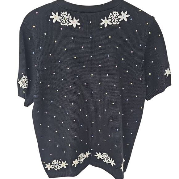 Bechamel VTG Pastel Polka Dot Embroidered Cardigan PS Grannycore Button Front - Picture 5 of 7